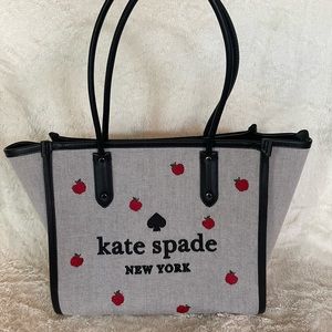 New Kate Spade Canvas Apple Tote